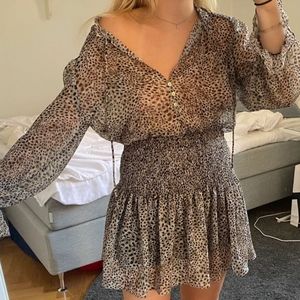 Animal Print Ruched Midi Dress